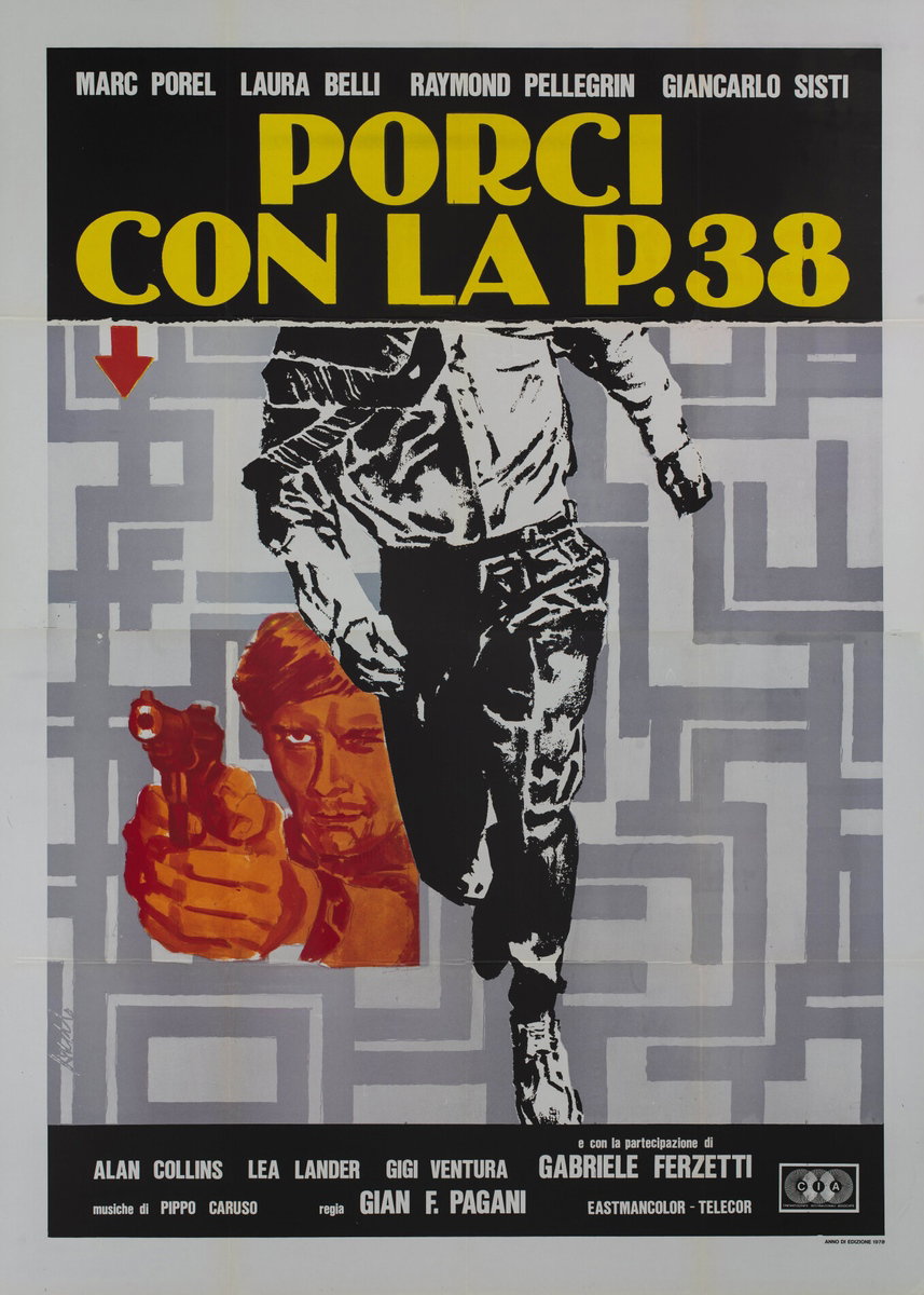 Manifesto 3 per il film Porci con la P.38 (1978), dipinto da Agatino Avelli
