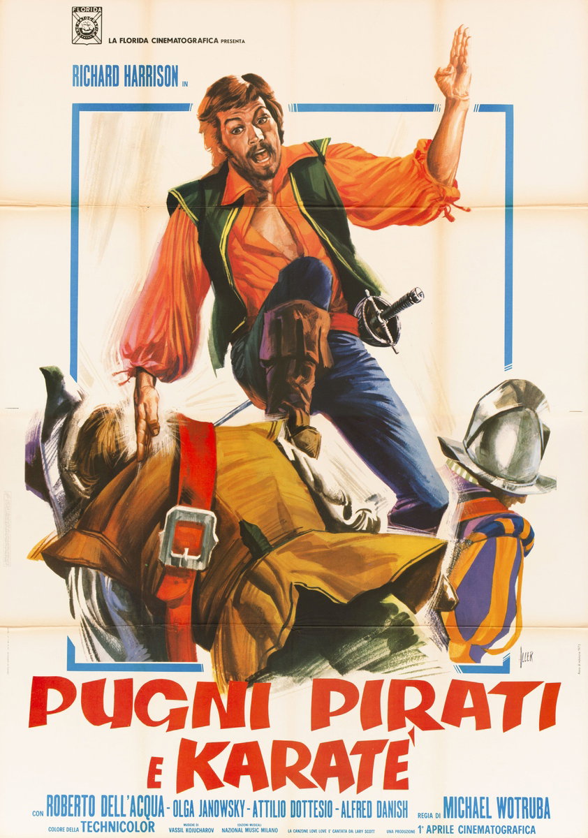 Poster 2 for the film Fists, Pirate & Karate (1972), painted by Giovanni Alessandri (Aller)
