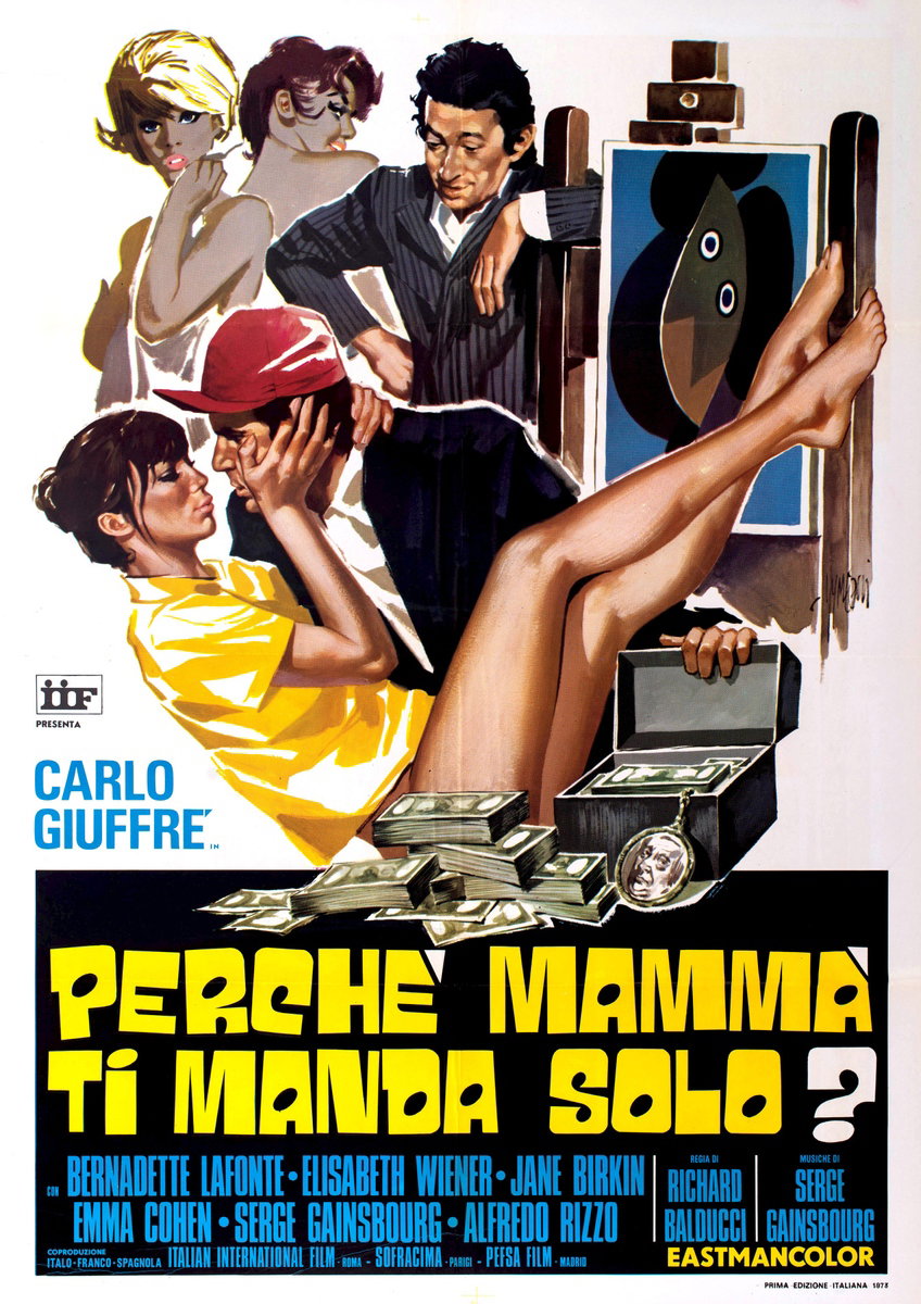 Manifesto 2 per il film Perché mammà ti manda solo? (1972), dipinto da Sandro Simeoni (Symeoni)