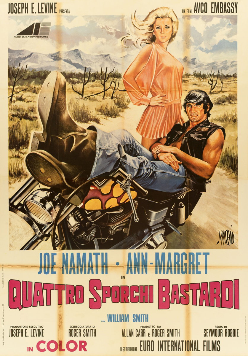 Manifesto 2 per il film Quattro sporchi bastardi (1970), dipinto da Sandro Simeoni (Symeoni)