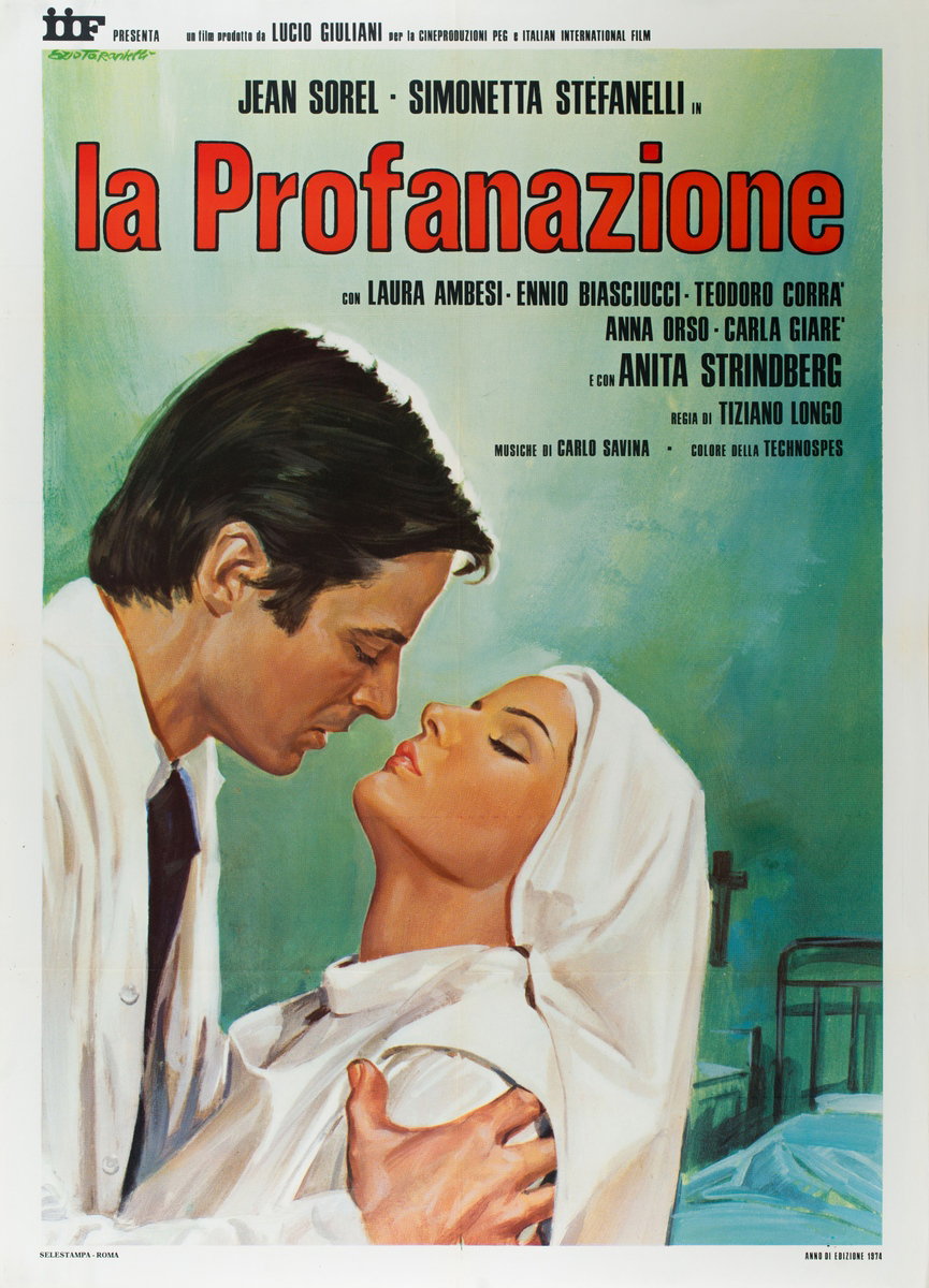 Manifesto 2 per il film La profanazione (1974), dipinto da Ezio Tarantelli