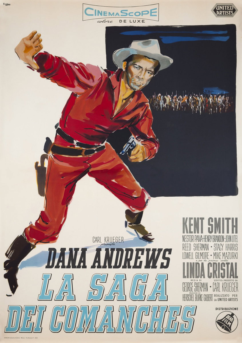 Poster 2 for the film Comanche (1956), painted by Ercole Brini