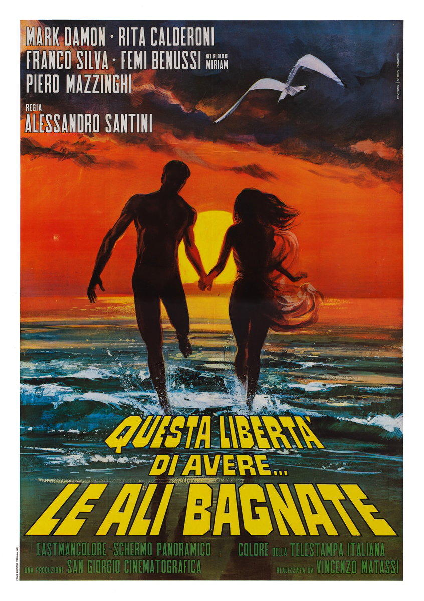 Manifesto 2 per il film Questa libertà di avere... le ali bagnate (1971), dipinto da Mario Piovano