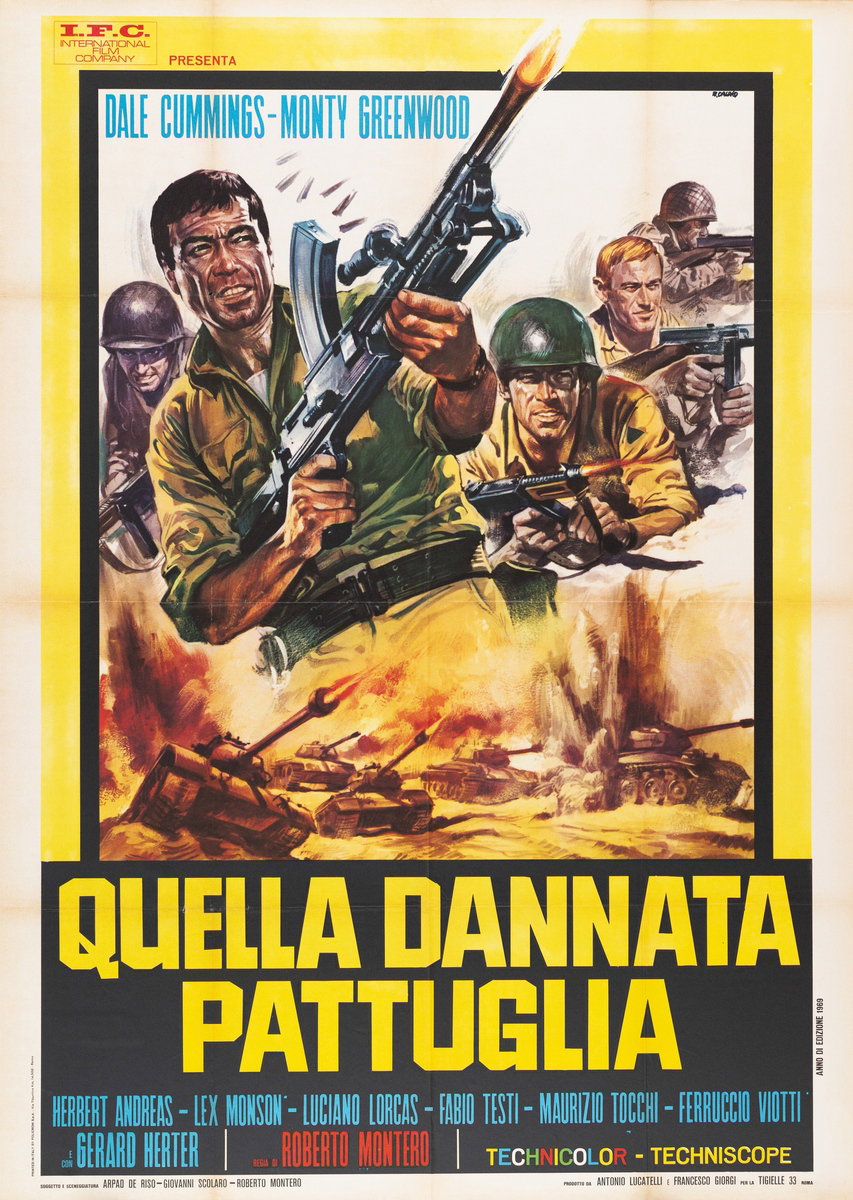 Manifesto 2 per il film Quella dannata pattuglia (1969), dipinto da Renato Casaro (Renè)