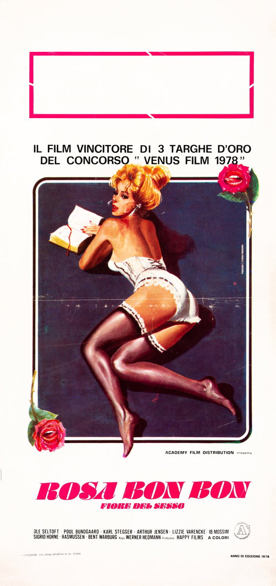 Locandina 2 for the film Rosa Bon Bon - Fiore del sesso (1975), painted by Mario Ferrari (Mafè)