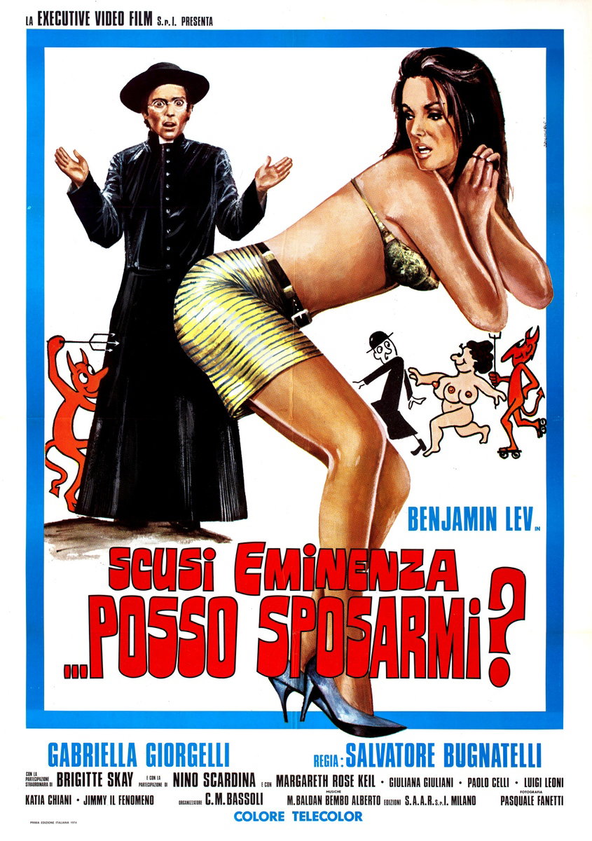 Poster 2 for the film Excuse Me, Padre, Are You Horny? (1975), painted by Originario