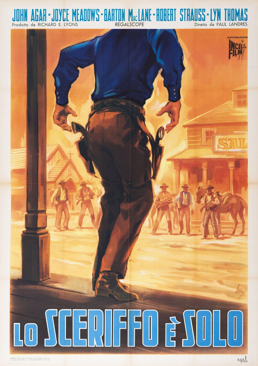 Manifesto 2 per il film Lo sceriffo é solo (1961), dipinto da Carlantonio Longi