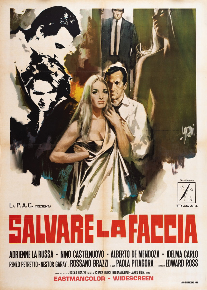 Poster 2 for the film Salvare la faccia (1969), painted by Sandro Simeoni (Symeoni)