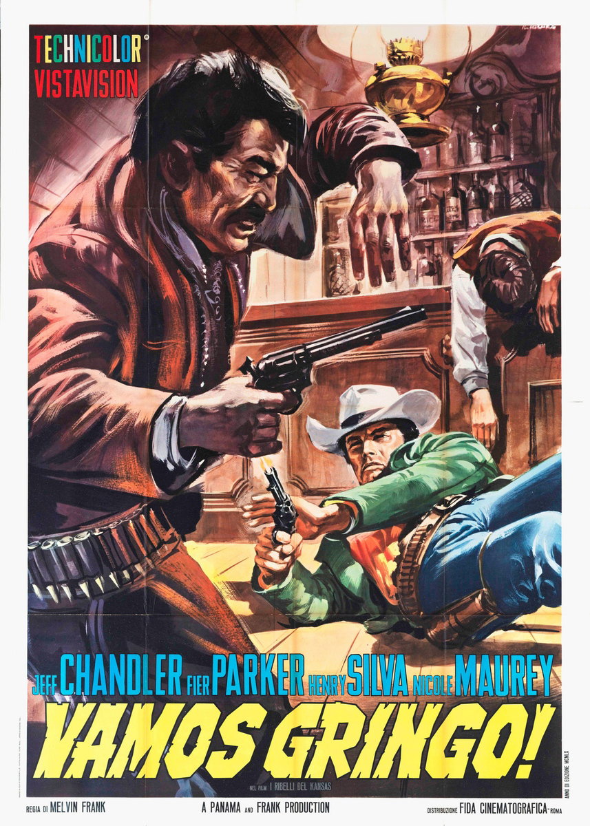 Poster 2 for the film The Jayhawkers! (1959), painted by Renato Casaro (Renè)