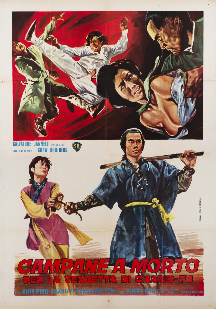 Manifesto 2 per il film Campane a morte per la vendetta di Chang Fu (1968), dipinto da Mario Ferrari (Mafè)