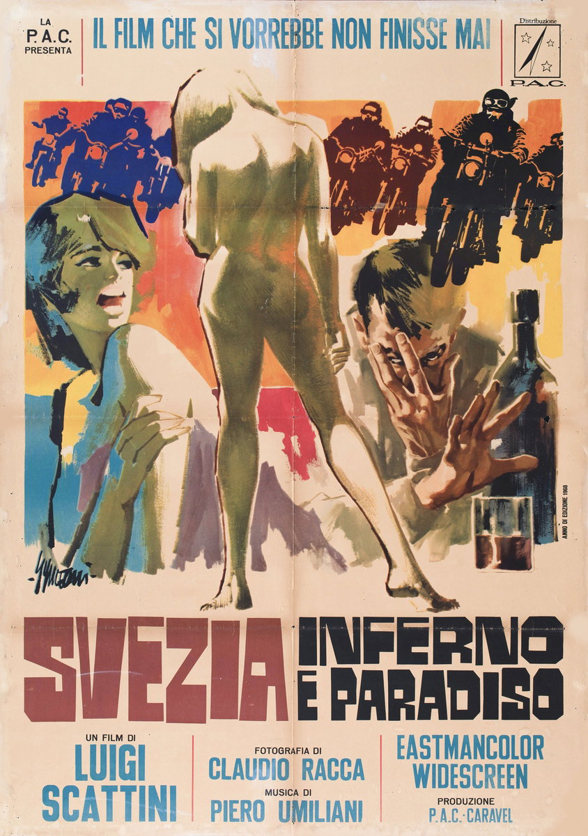 Manifesto 2 per il film Svezia, inferno e paradiso (1968), dipinto da Sandro Simeoni (Symeoni)