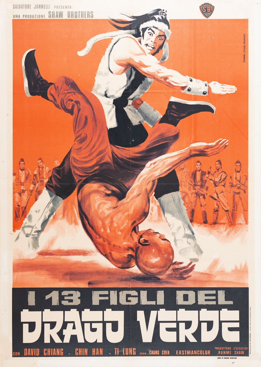 Poster 2 for the film I tredici figli del drago verde (1973), painted by Mario Piovano
