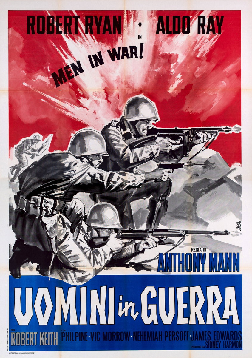 Poster 2 for the film Men in War (1957), painted by Enrico De Seta