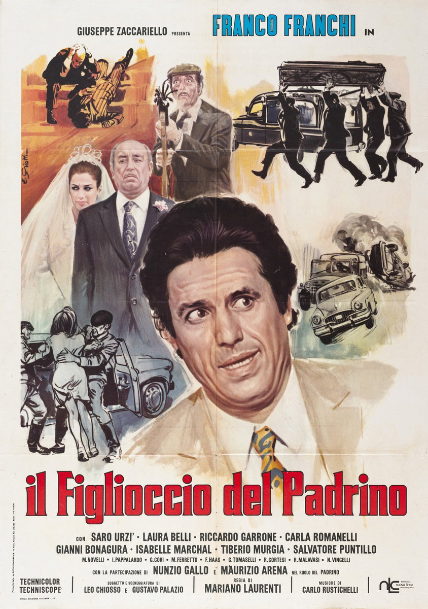 Manifesto 3 per il film Il Figlioccio del padrino (1973), dipinto da Enzo Sciotti