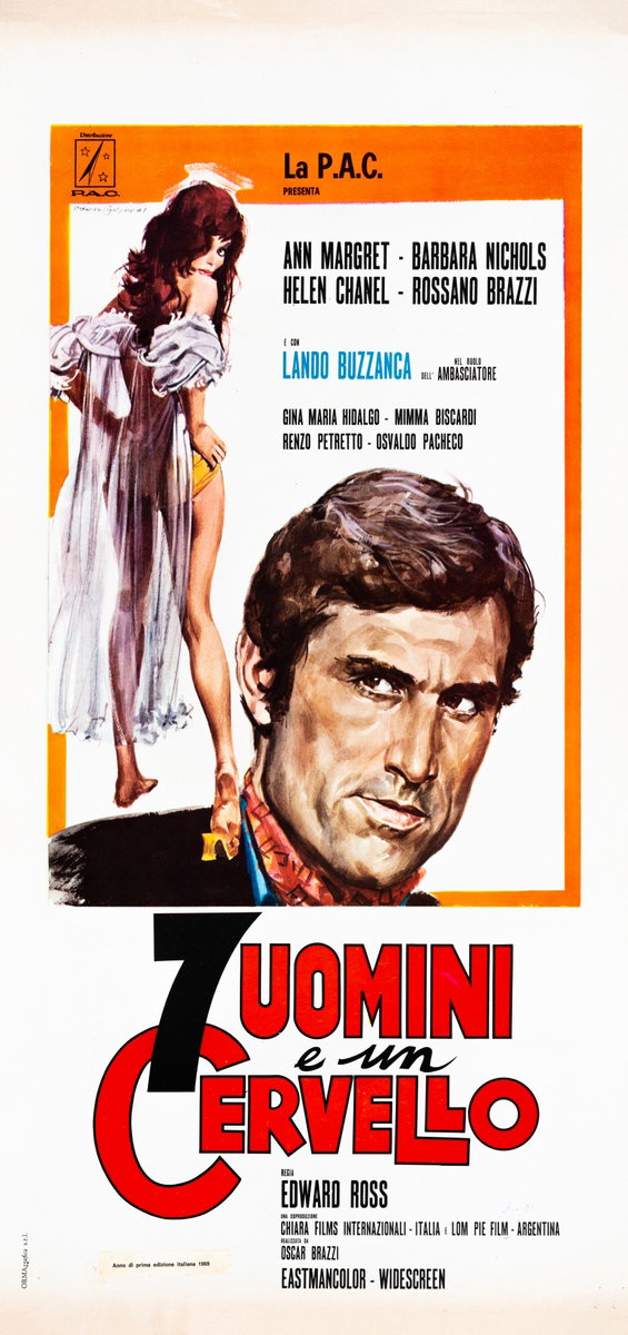 Locandina 2 per il film 7 uomini e un cervello (1968), dipinto da Rodolfo Gasparri