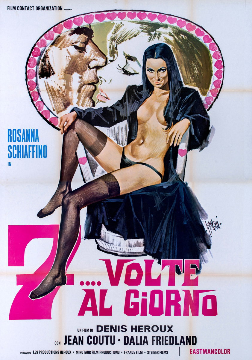 Manifesto 2 per il film Sette volte al giorno (1971), dipinto da Sandro Simeoni (Symeoni)