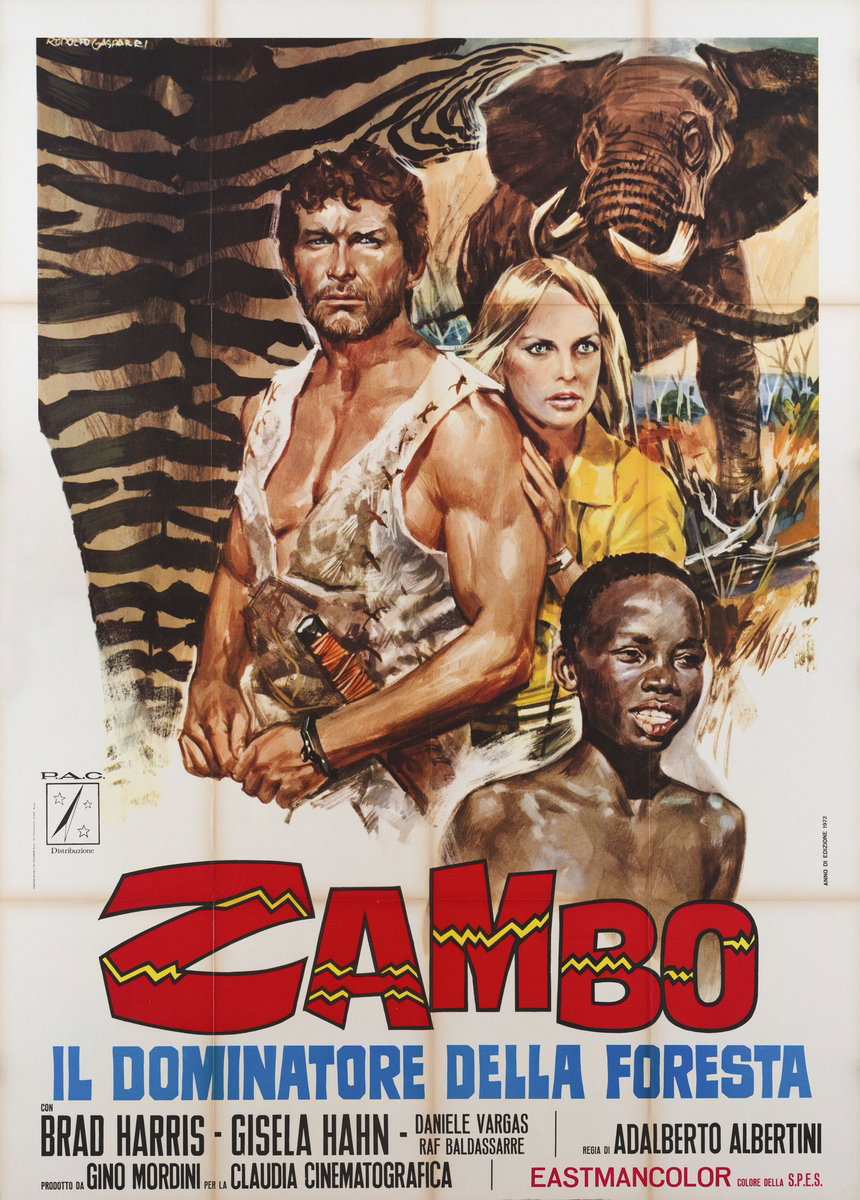 Poster 2 for the film Zambo, King Of The Jungle (1972), painted by Rodolfo Gasparri