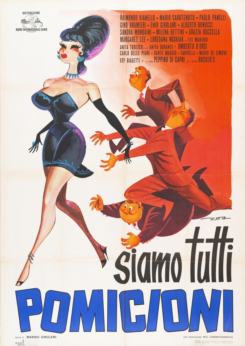 Manifesto 2 per il film Siamo tutti pomicioni (1963), dipinto da Enrico De Seta