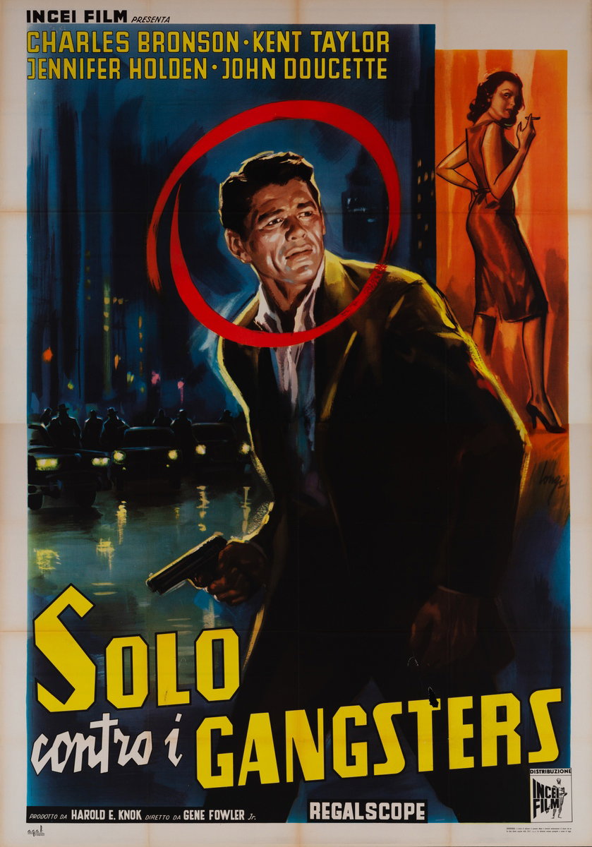 Manifesto 2 per il film Solo contro i gangsters (1958), dipinto da Carlantonio Longi