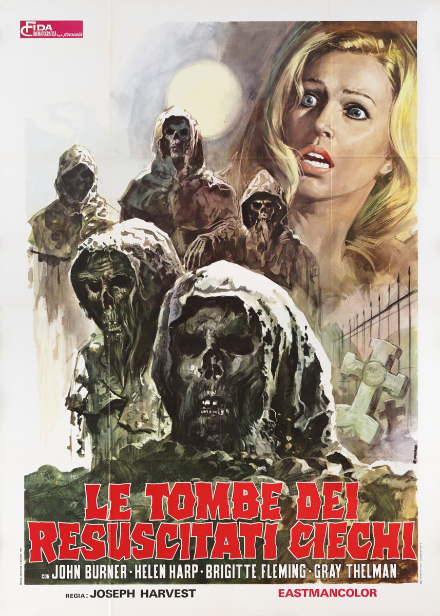 Manifesto 2 per il film Le tombe dei resuscitati ciechi (1972), dipinto da Renato Casaro (Renè)
