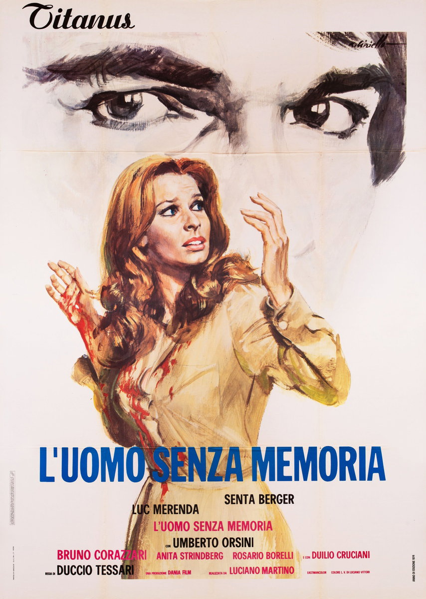 Manifesto 2 per il film L'uomo senza memoria (1974), dipinto da Averardo Ciriello