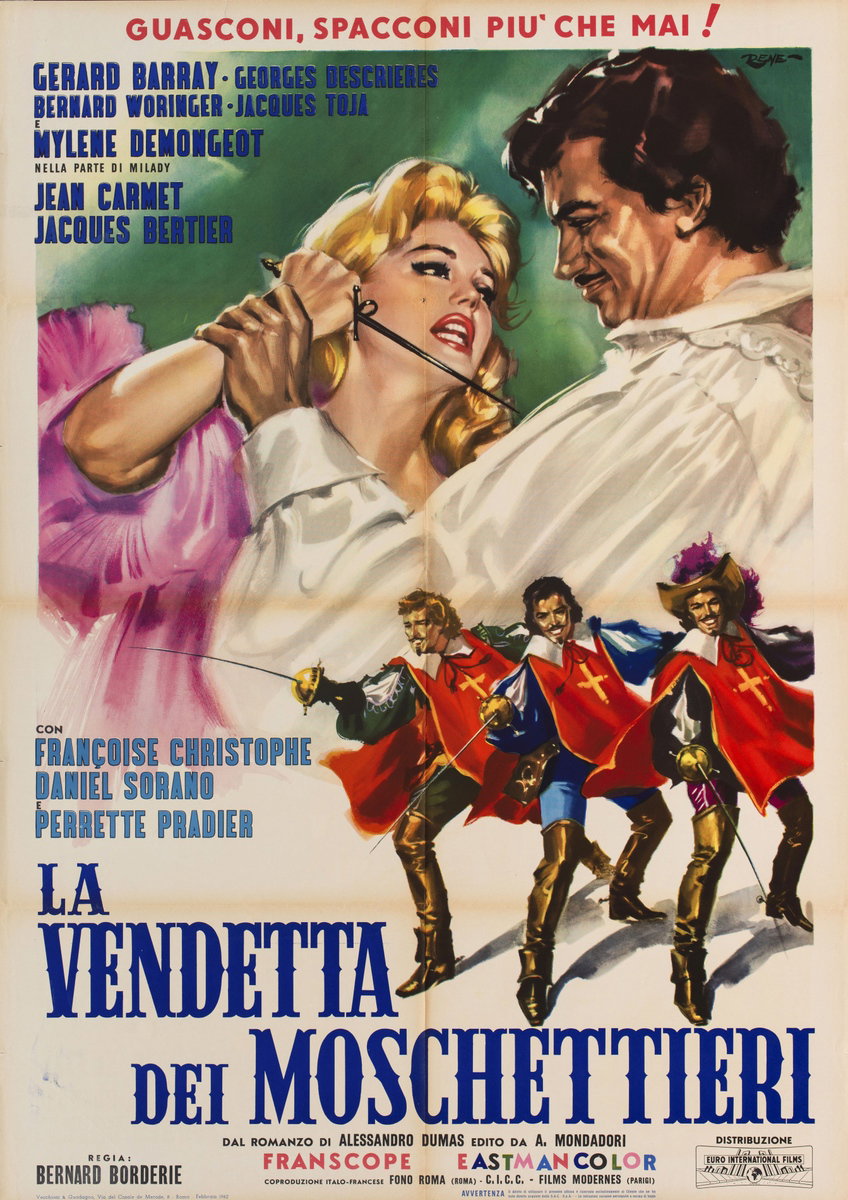 Manifesto 2 per il film La vendetta dei moschettieri (1961), dipinto da Renato Casaro (Renè)