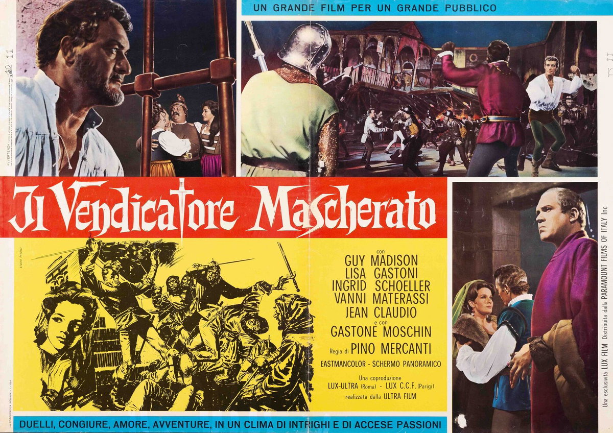 Fotobusta 2 per il film Il vendicatore mascherato (1964), dipinto da Studio Favalli
