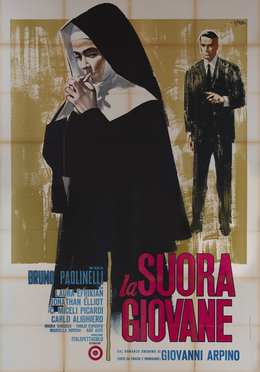 Poster 2 for the film La Suora Giovane (1965), painted by Sandro Simeoni (Symeoni)