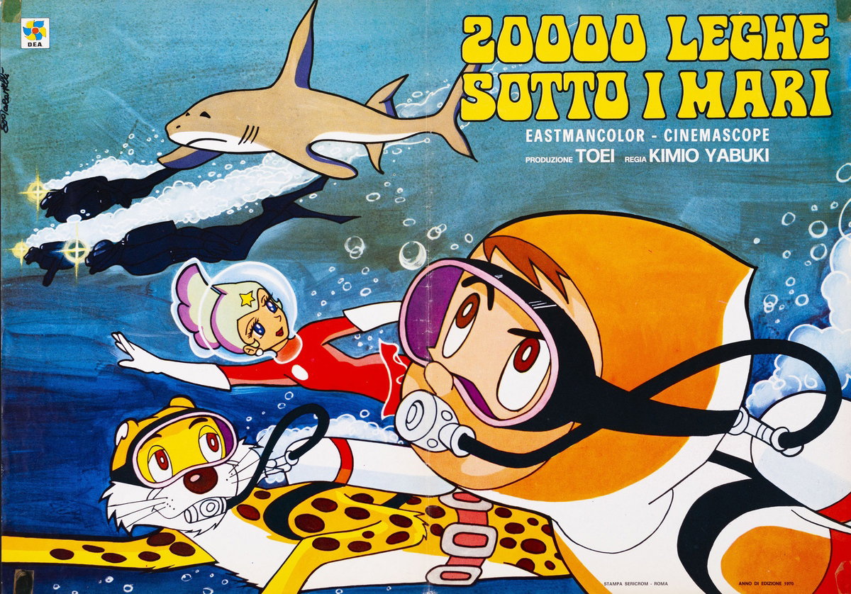 Lobby Card 2 for the film 20.000 leghe sotto i mari (1969), painted by Ezio Tarantelli