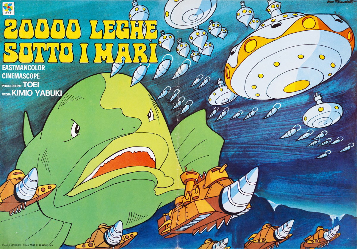 Lobby Card 3 for the film 20.000 leghe sotto i mari (1969), painted by Ezio Tarantelli