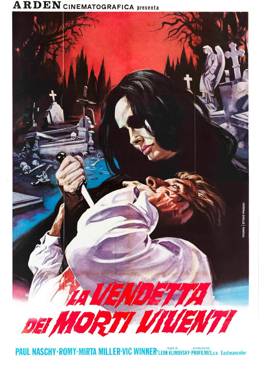 Manifesto 2 per il film La vendetta dei morti viventi (1973), dipinto da Mario Piovano