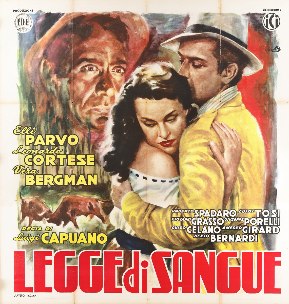 Poster 2 for the film Legge di sangue (1948), painted by Averardo Ciriello