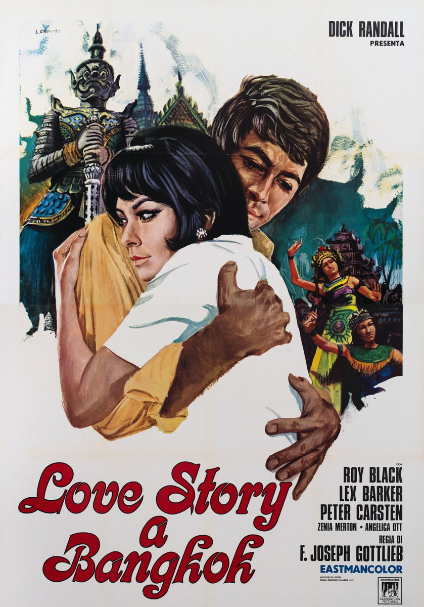 Manifesto 2 per il film Love story a Bangkok (1970), dipinto da Luciano Crovato