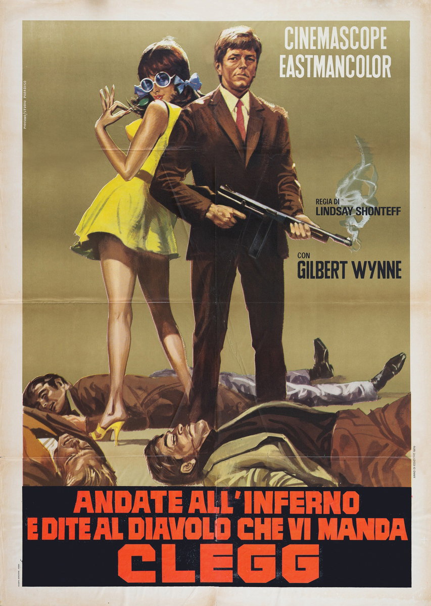 Manifesto 2 per il film Andate all'inferno e dite al Diavolo che vi manda Clegg (1970), dipinto da Mario Piovano