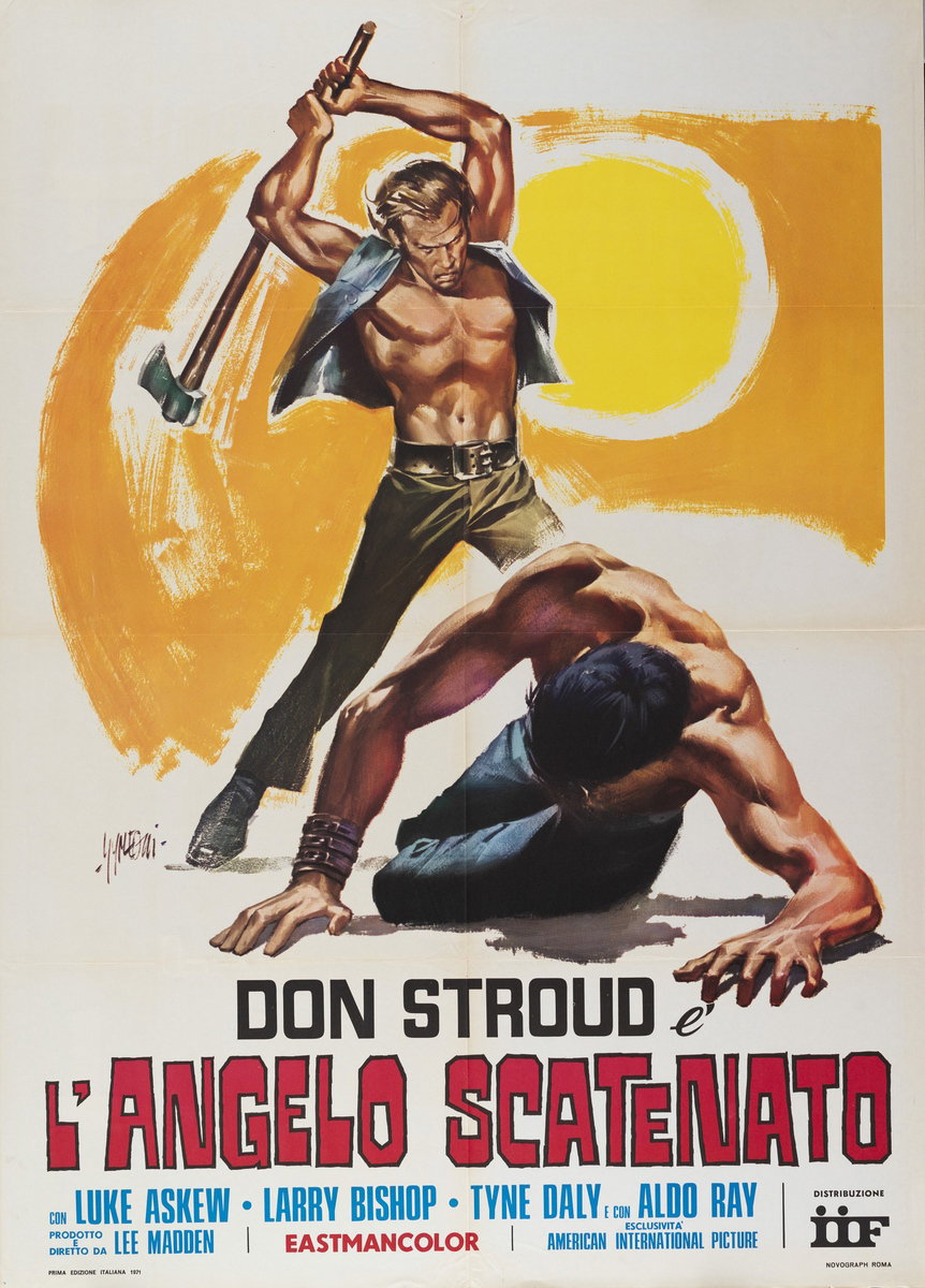 Manifesto 2 per il film L'angelo scatenato (1970), dipinto da Sandro Simeoni (Symeoni)