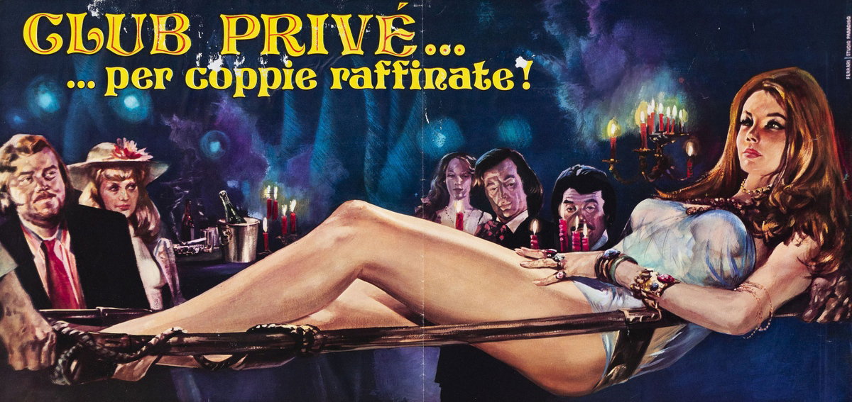Fotobusta 2 per il film Club privé... per coppie raffinate! (1974), dipinto da Mario Ferrari (Mafè)