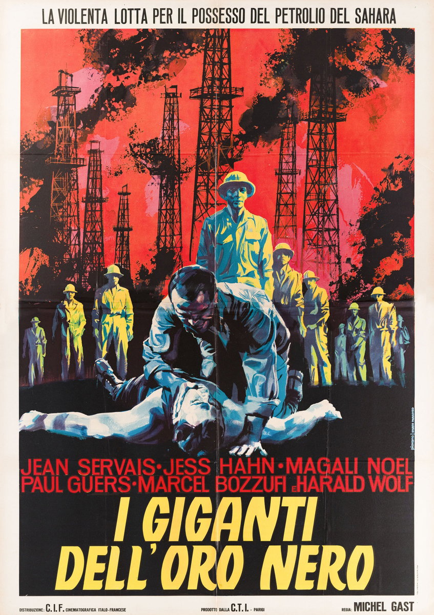 Manifesto 2 per il film I giganti dell'oro nero (1961), dipinto da Mario Piovano