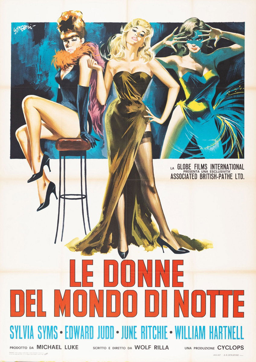 Poster 2 for the film The World Ten Times Over (1963), painted by Sandro Simeoni (Symeoni)