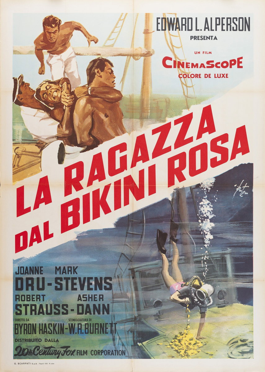 Manifesto 2 per il film La ragazza dal bikini rosa (1960), dipinto da Arnaldo Putzu