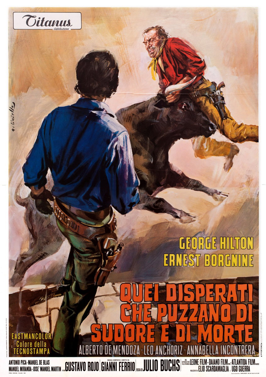 Manifesto 2 per il film Quei disperati che puzzano di sudore e di morte (1969), dipinto da Averardo Ciriello
