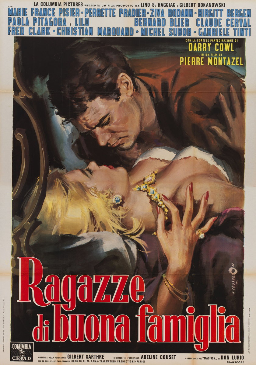 Manifesto 2 per il film Le ragazze di buona famiglia (1963), dipinto da Angelo Cesselon