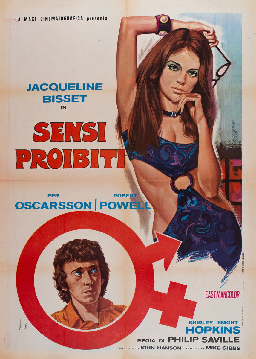 Manifesto 3 per il film Sensi proibiti (1971), dipinto da Giovanni Alessandri (Aller)