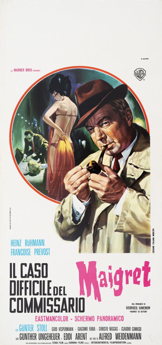 Locandina 2 per il film Il caso difficile del commissario Maigret (1966), dipinto da Renato Casaro (Renè)