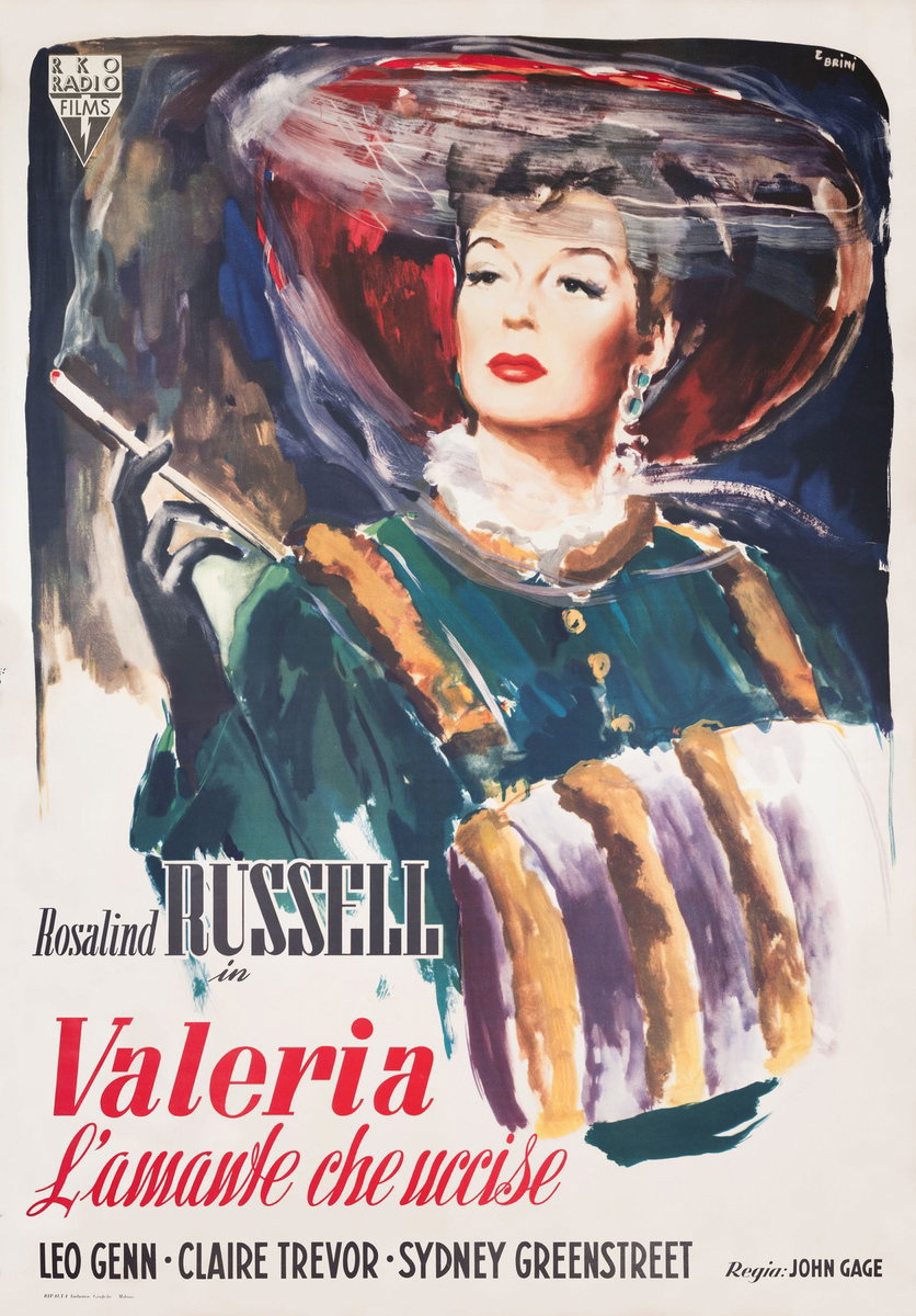Manifesto 2 per il film Valeria, l'amante che uccide (1948), dipinto da Ercole Brini