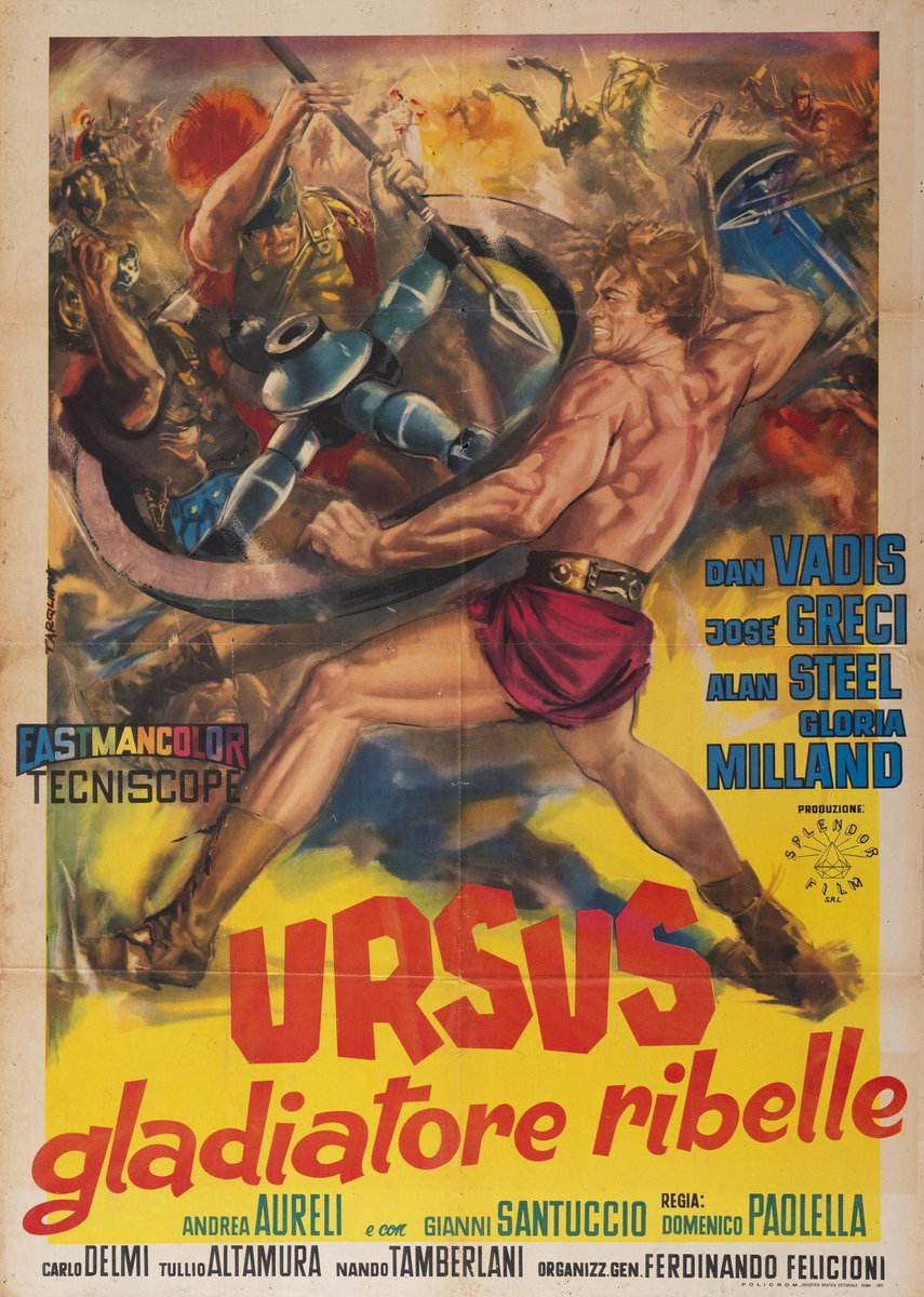 Manifesto 4 per il film Ursus, il gladiatore ribelle (1962), dipinto da Tarquini