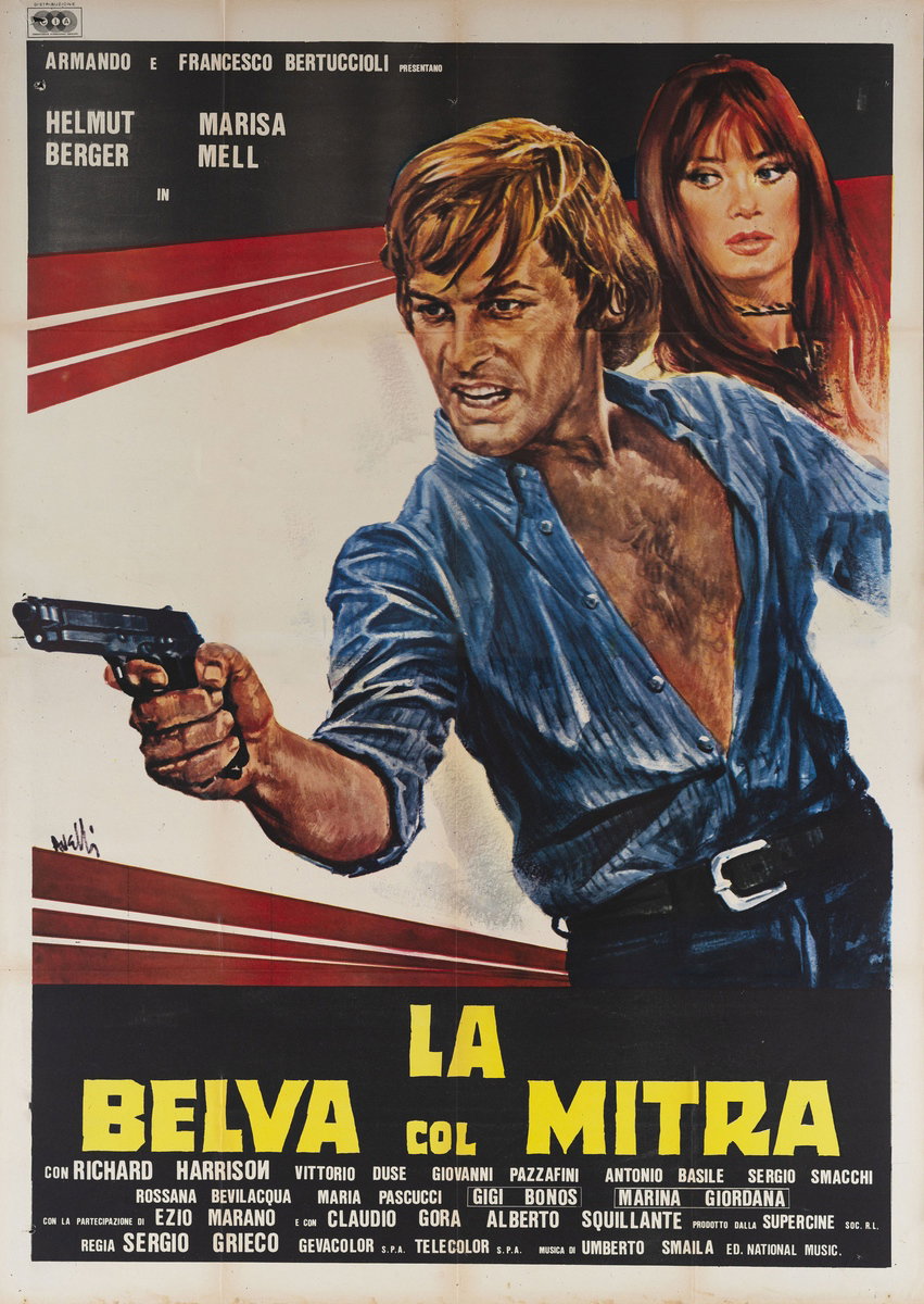 Manifesto 2 per il film La belva col mitra (1977), dipinto da Agatino Avelli
