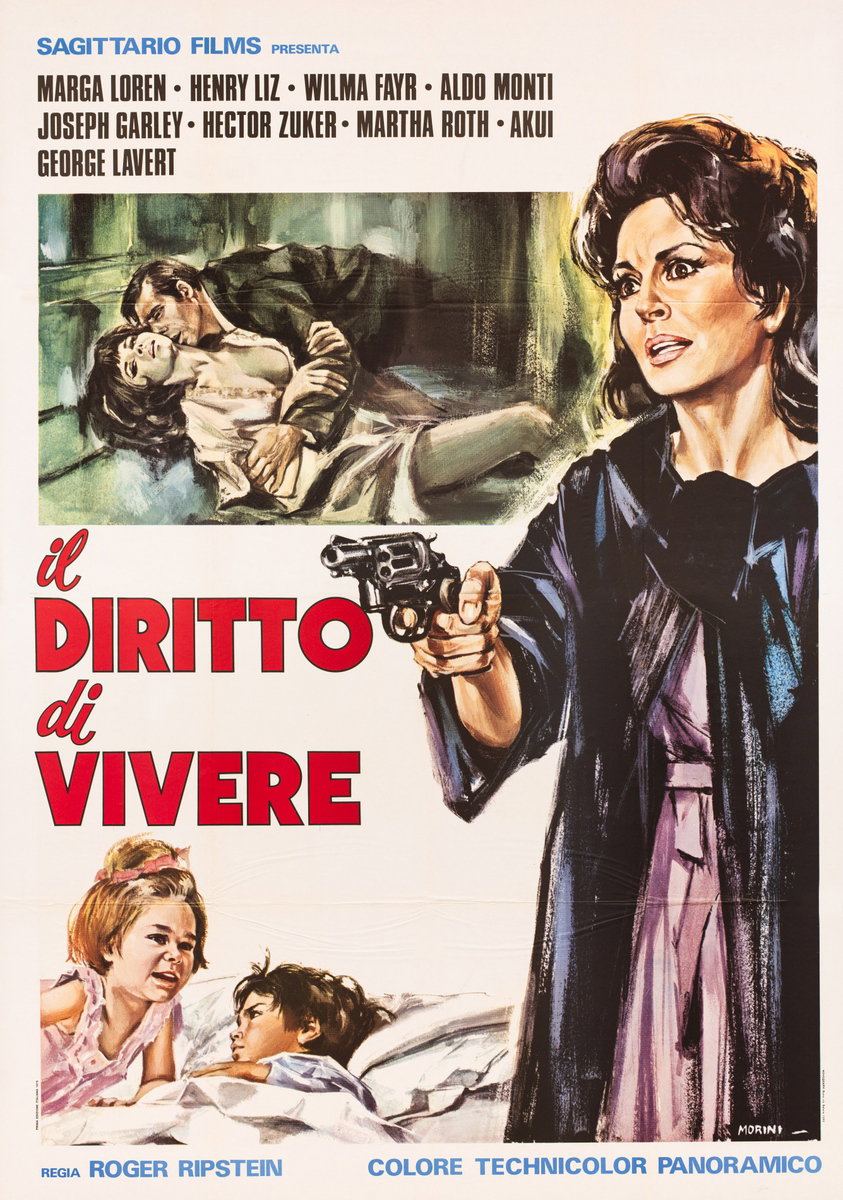 Manifesto 2 per il film Il diritto di vivere (1970), dipinto da Basilio Morini