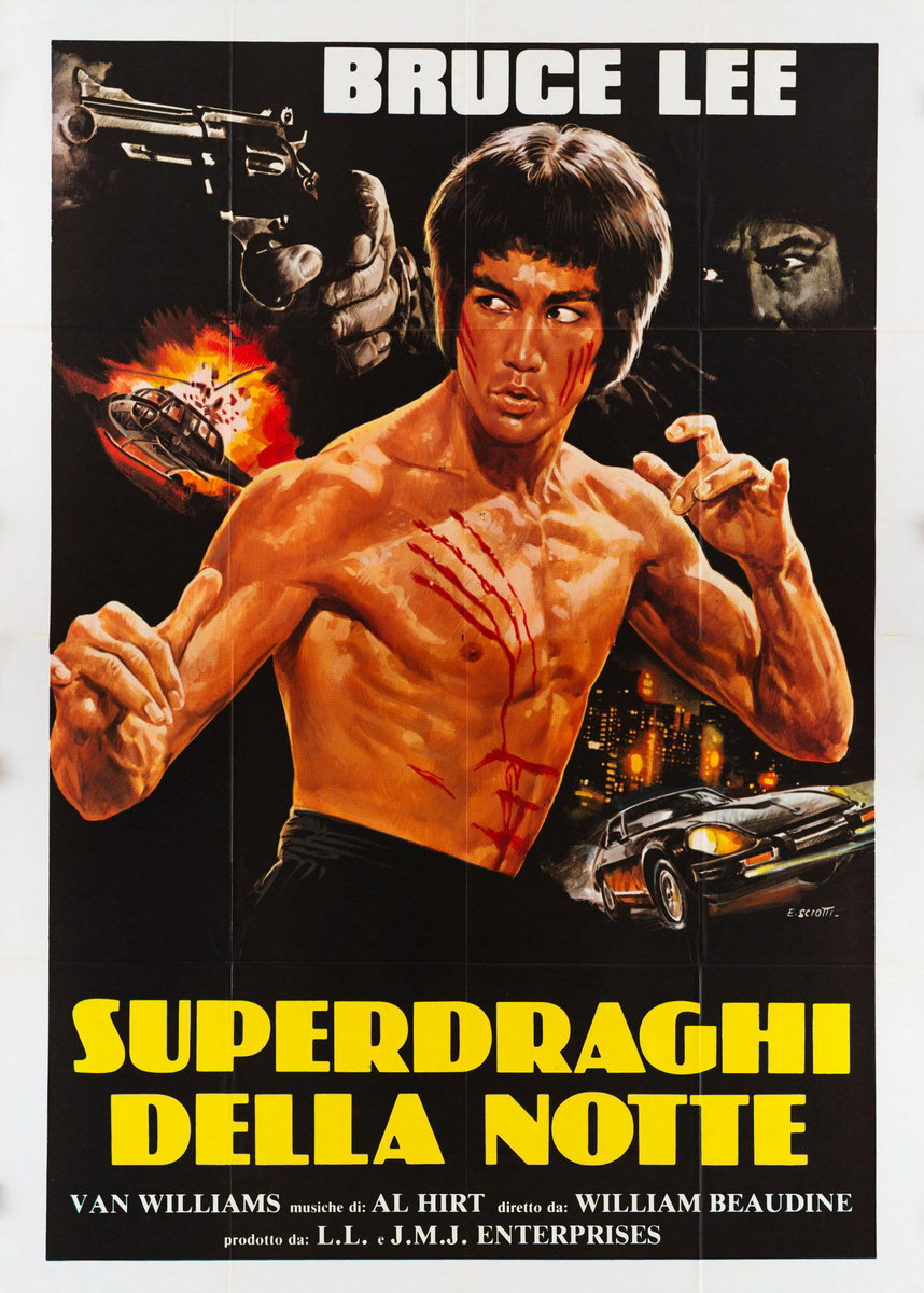 Manifesto 2 per il film Superdraghi della Notte (1976), dipinto da Enzo Sciotti
