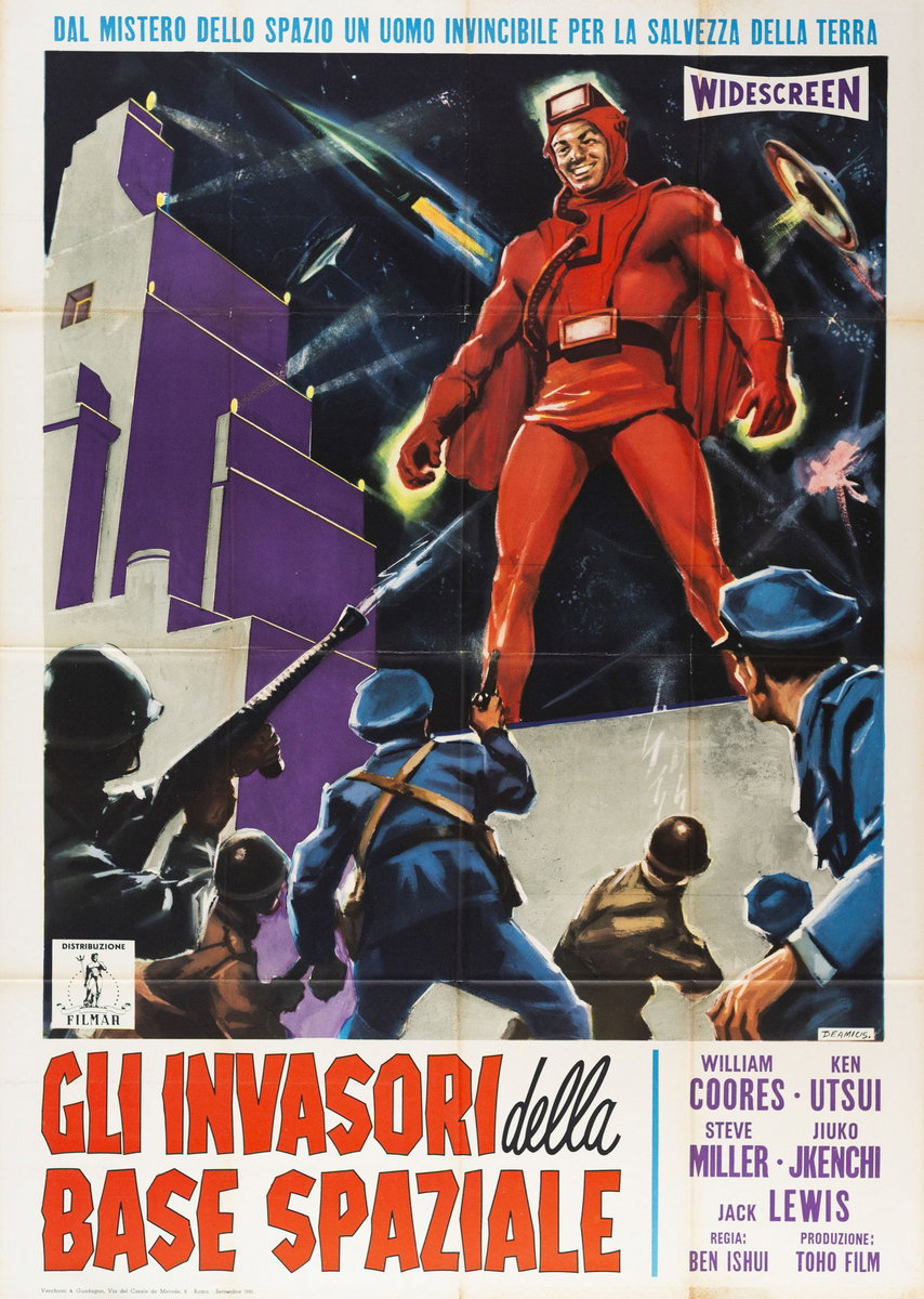 Manifesto 4 per il film I satelliti contro la Terra (1957), dipinto da Arnaldo De Amicis (Aldo)