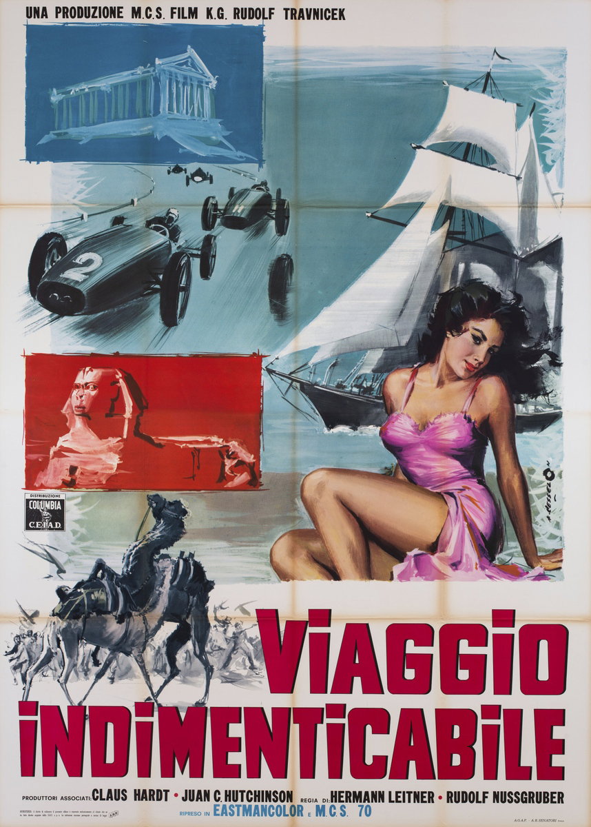 Manifesto 2 per il film Viaggio indimenticabile (1962), dipinto da Angelo Cesselon